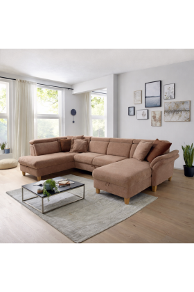 Sedačka v tvare U na nožičkách - otomana vľavo